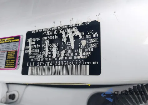 2017 Hyundai Santa Fe Sport 2.0T Ultimate z USA, uszkodzony, nr VIN 5XYZW4LA3HG460793